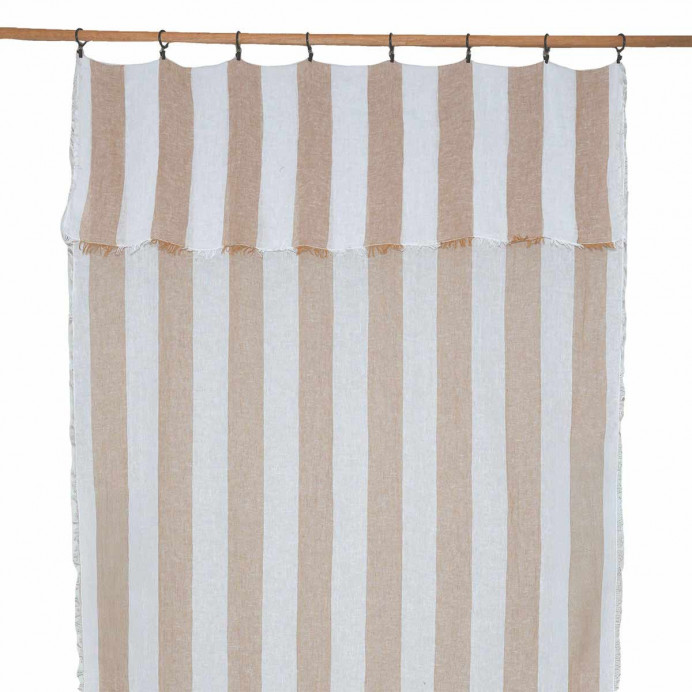 Rideau Voile de Lin et Coton Larges Rayures à Fixer TURIN