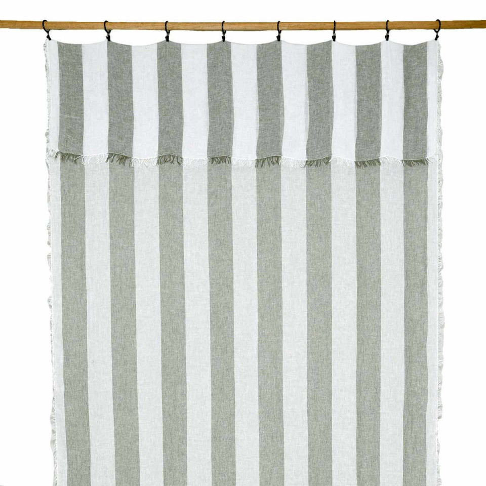 Rideau Voile de Lin Larges Rayures à Fixer TURIN  