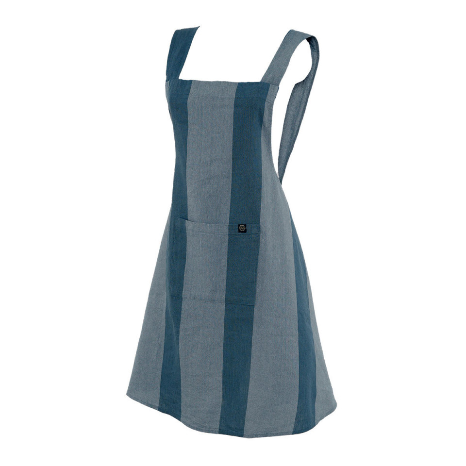 Tablier Japonais Lin et Coton à Rayures SANTA CRUZ 