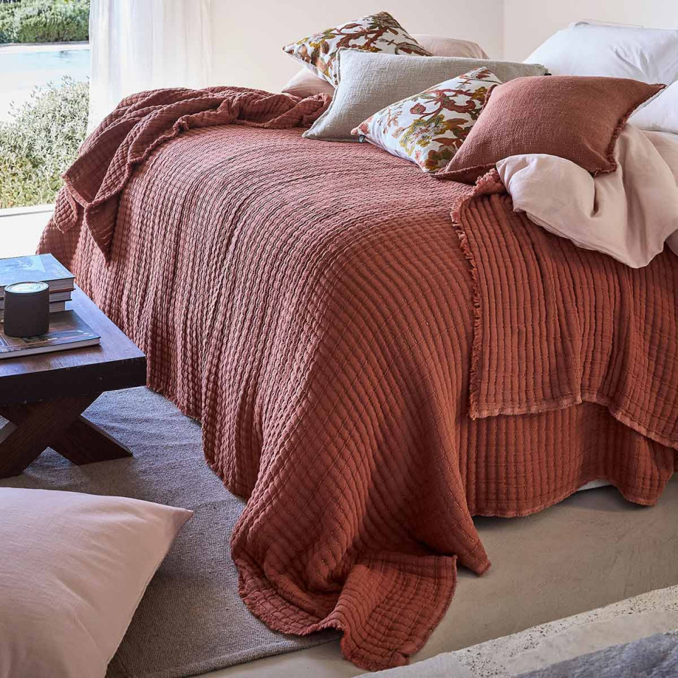 Couvre Lit et Plaid Coton Gaufré TIVOLI