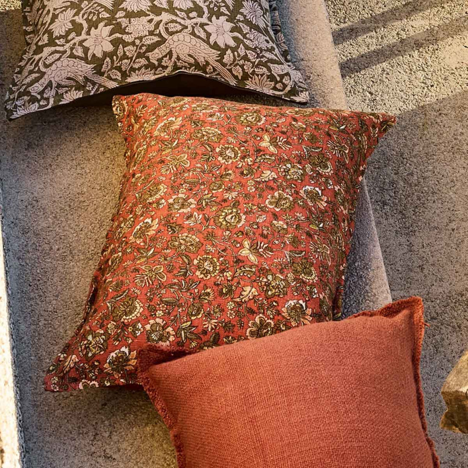 Housse de Coussin en Lin Imprimé Petites Fleurs SAMARA