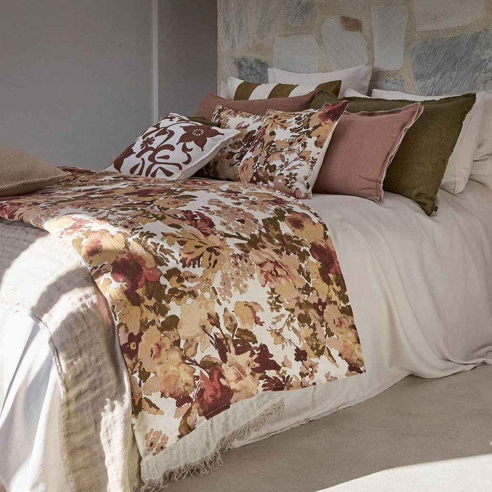 Housse d'Edredon en Lin Imprimé Fleuri BOLOGNE