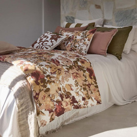 Housse d'Edredon en Lin Imprimé Fleuri BOLOGNE