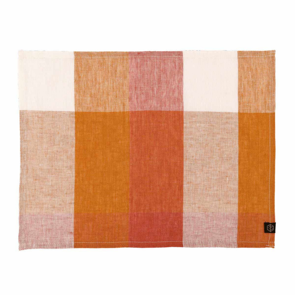 Serviette ou Set de Table Lin et Coton à Carreaux TENERIFE 