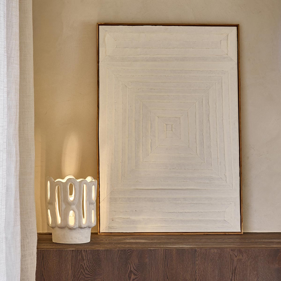 Toile FIBRE Blanc Cassé Coton et Bois - 120 x 80