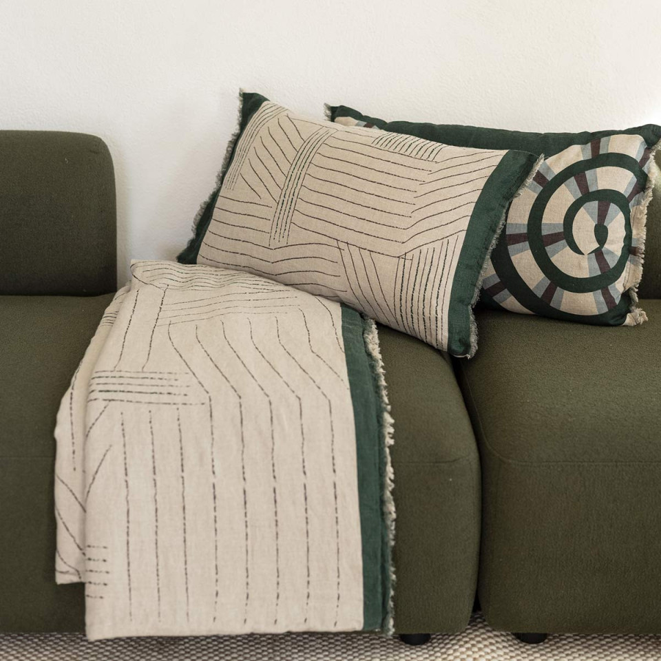 Coussin Lin Coton Imprimé KORI  