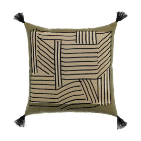 Coussin Coton Lin Brodé KORI  