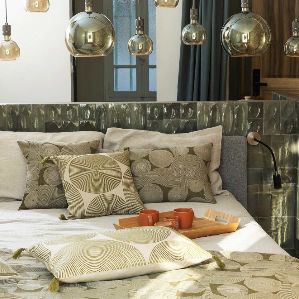 Coussin Lin Coton Imprimé TITO Couleur:Naturel Dimensions:45 x 45 Vivaraise