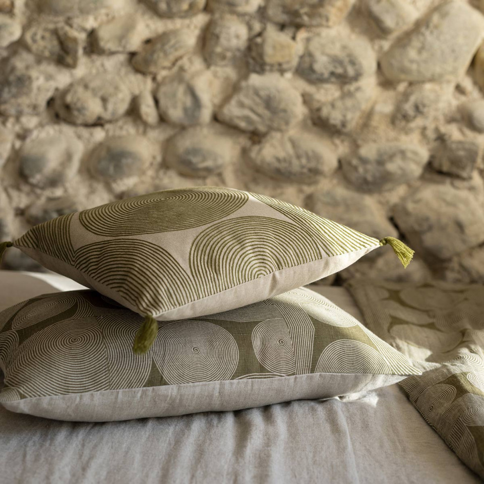 Coussin Lin Coton Imprimé TITO Couleur:Naturel Dimensions:30 x 50 Vivaraise