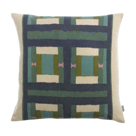 Coussin Lin Coton Imprimé TAHO Couleur:Vert de Gris Dimensions:45 x 45 Vivaraise