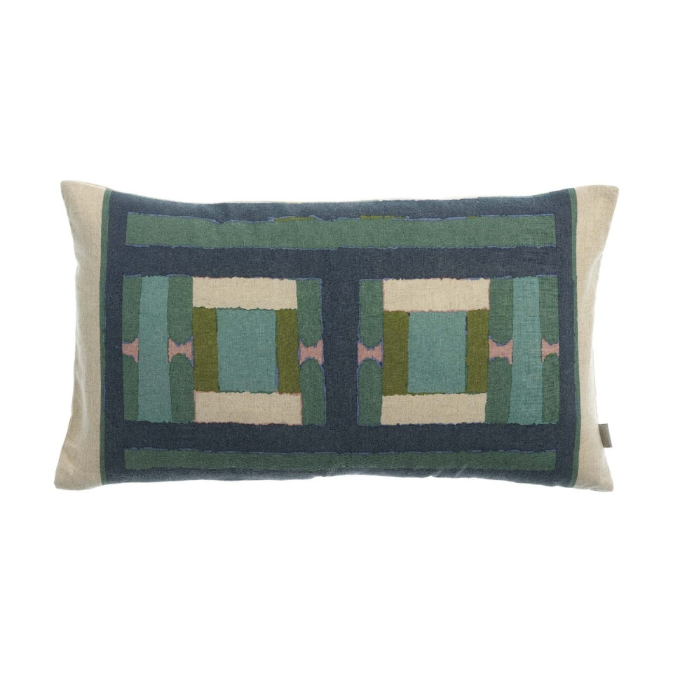 Coussin Lin Coton Imprimé TAHO Couleur:Vert de Gris Dimensions:30 x 50 Vivaraise