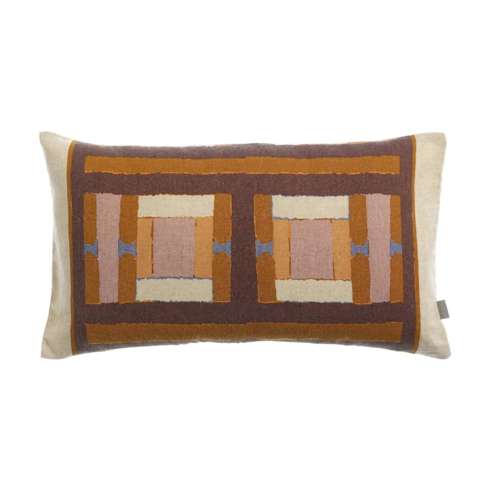 Coussin Lin Coton Imprimé TAHO Couleur:Cuivre Dimensions:30 x 50 Vivaraise