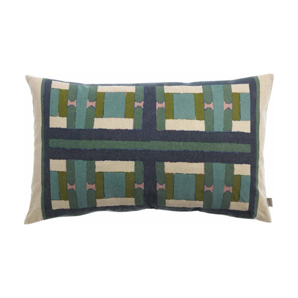 Coussin Lin Coton Imprimé TAHO Couleur:Vert de Gris Dimensions:40 x 65 Vivaraise