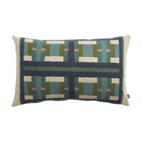 Coussin Lin Coton Imprimé TAHO Couleur:Vert de Gris Dimensions:40 x 65 Vivaraise