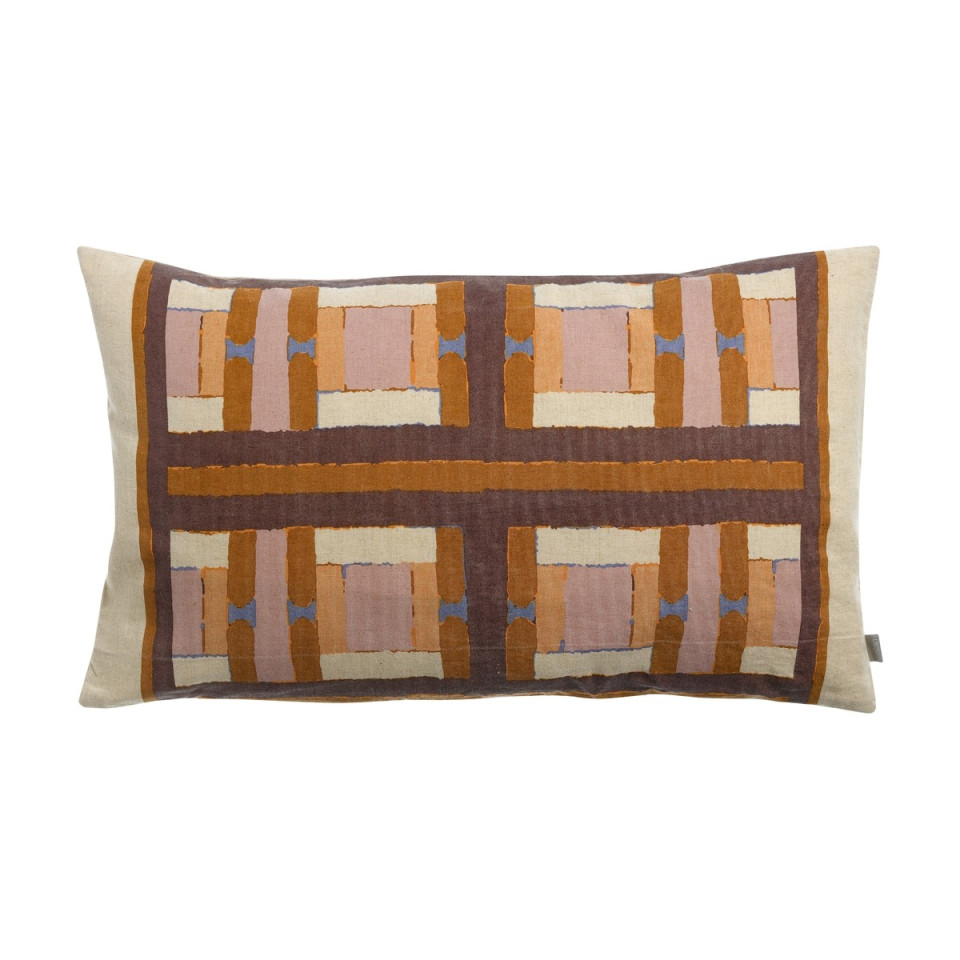 Coussin Lin Coton Imprimé TAHO Couleur:Cuivre Dimensions:40 x 65 Vivaraise