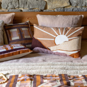 Coussin Lin Coton Imprimé TAHO Couleur:Cuivre  Vivaraise