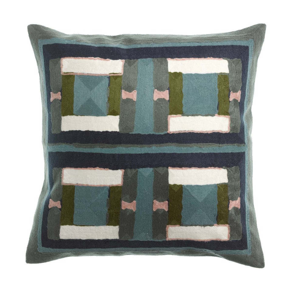 Coussin Coton Brodé TAHO Couleur:Vert de Gris Dimensions:45 x 45 Vivaraise