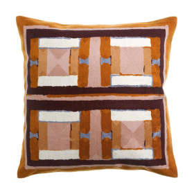 Coussin Coton Brodé TAHO Couleur:Cuivre Dimensions:45 x 45 Vivaraise