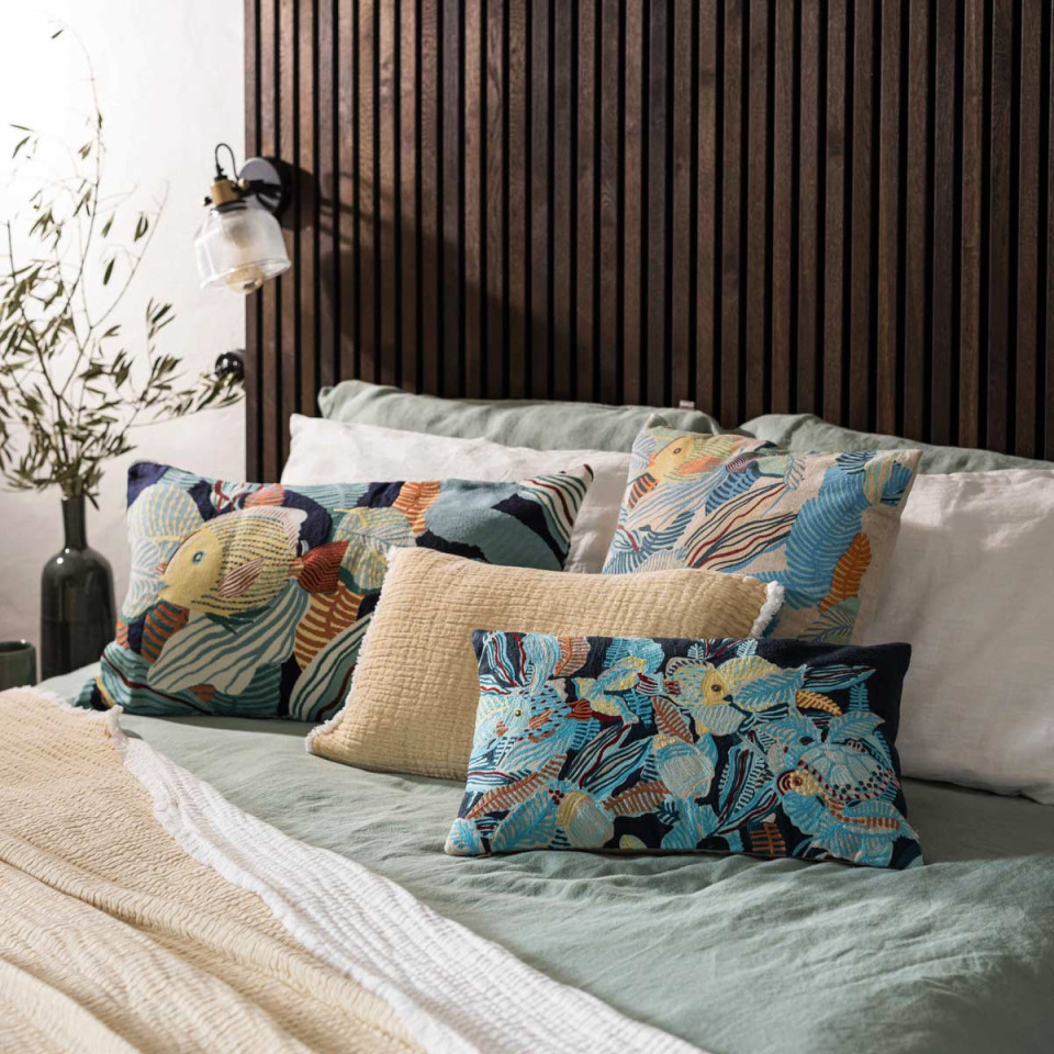 Coussin Coton Brodé DORI  Vivaraise