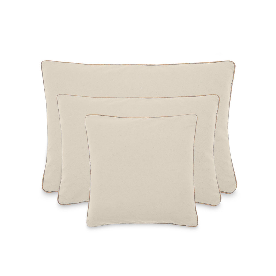Housse de Coussin Coton Lavé Bord Passepoil Jute HONO Couleur:Naturel  Vent du Sud