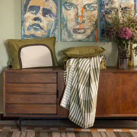 Couvre-lit / Plaid Coton Chambray Rayé CALISTA  