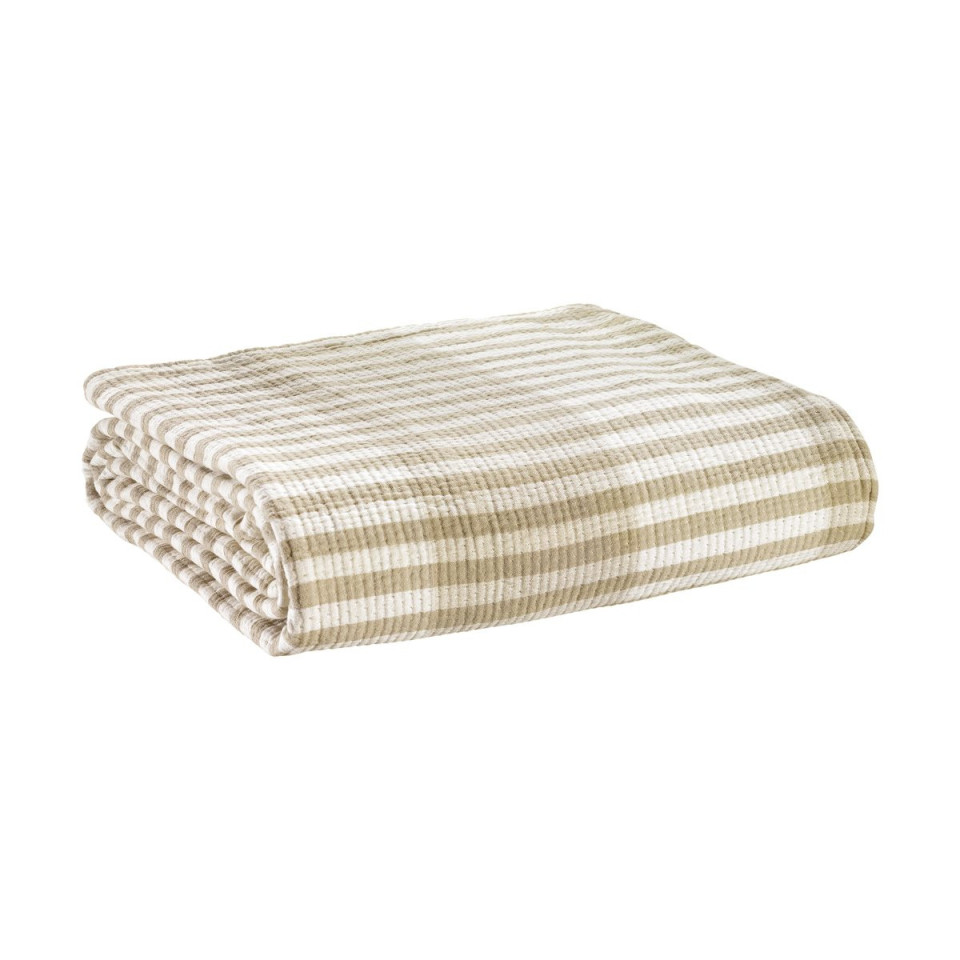 Couvre-lit / Plaid Coton Chambray Rayé CALISTA  