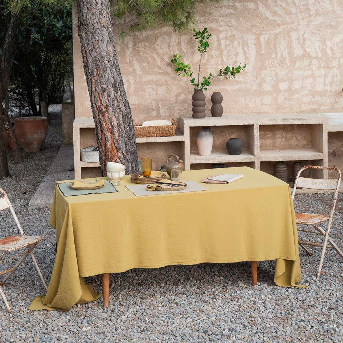 Vent du Sud Nappe de Table HONO en Coton Teint Lavé