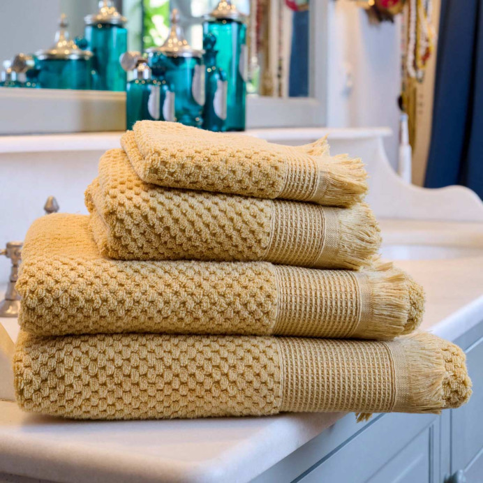 Serviette de Bain en Coton Gaufré avec Franges TETHYS