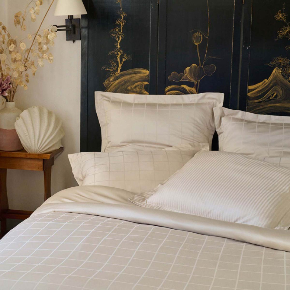 Housse de Couette à Rayures en Satin de Coton CONCERTO