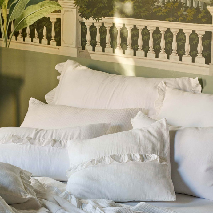 Vent du Sud Housse de Coussin ELSA 2 en Mousseline de Coton