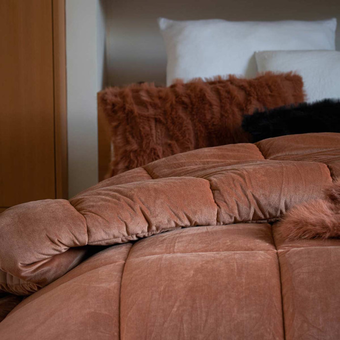 Vent du Sud Edredon carré MOKI en Velours Matelassé - 150x150