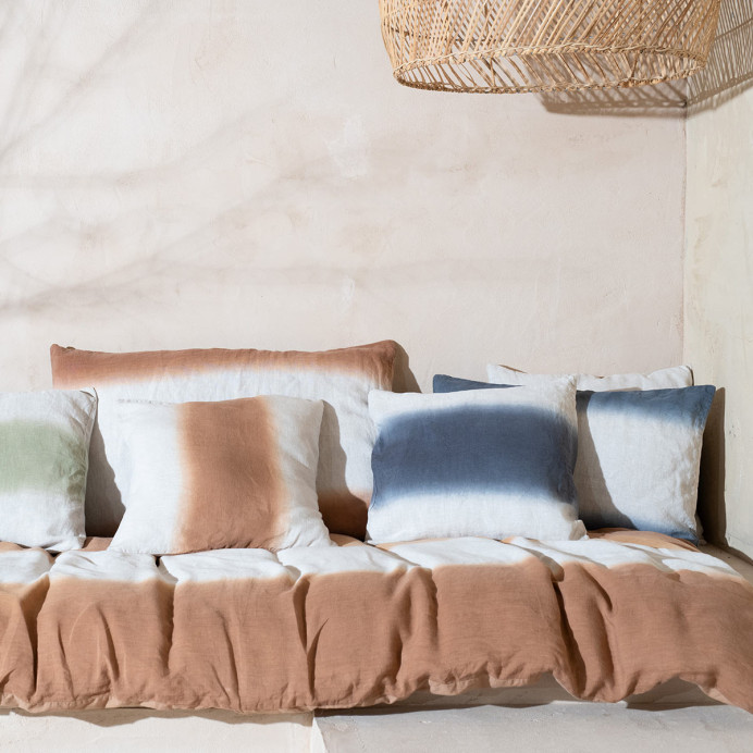Vent du Sud Housse de Coussin DEEPALI Tie and Dye Lin et Coton