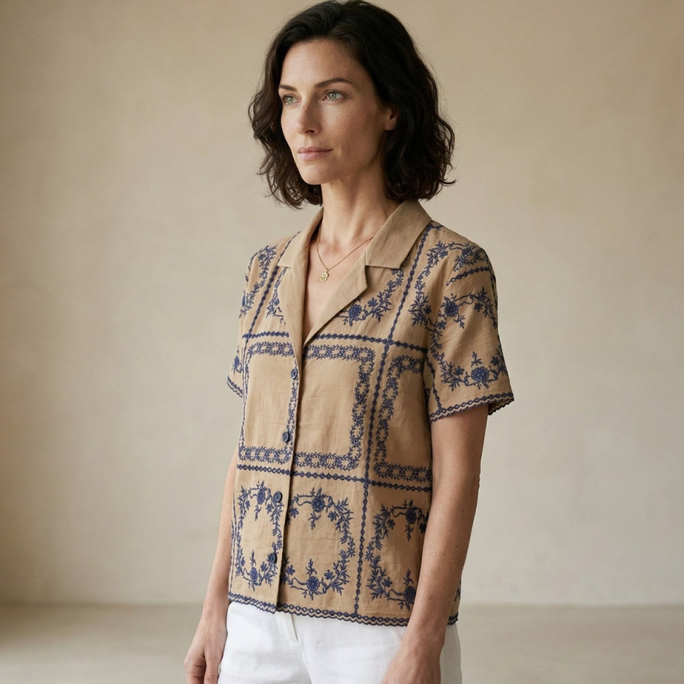 Chemise Manche Courte Brodée CLAUDEL