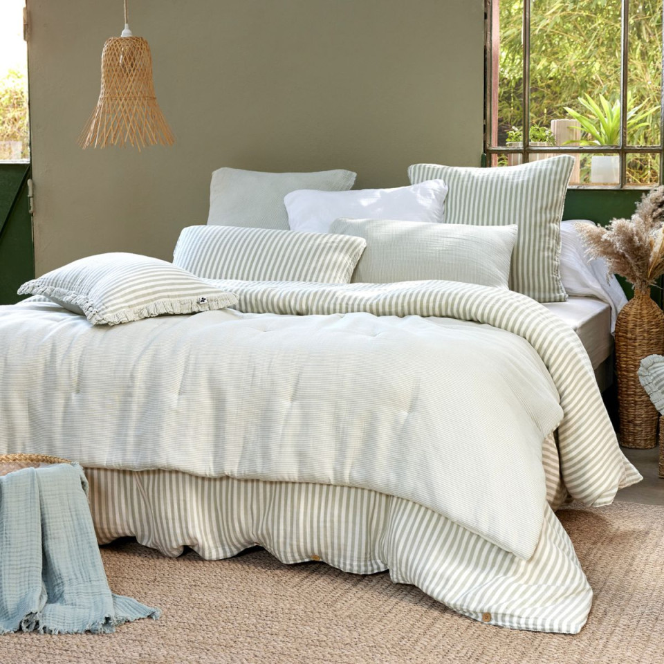 Bout de lit en Gaze de coton tissée teinte ROMIE