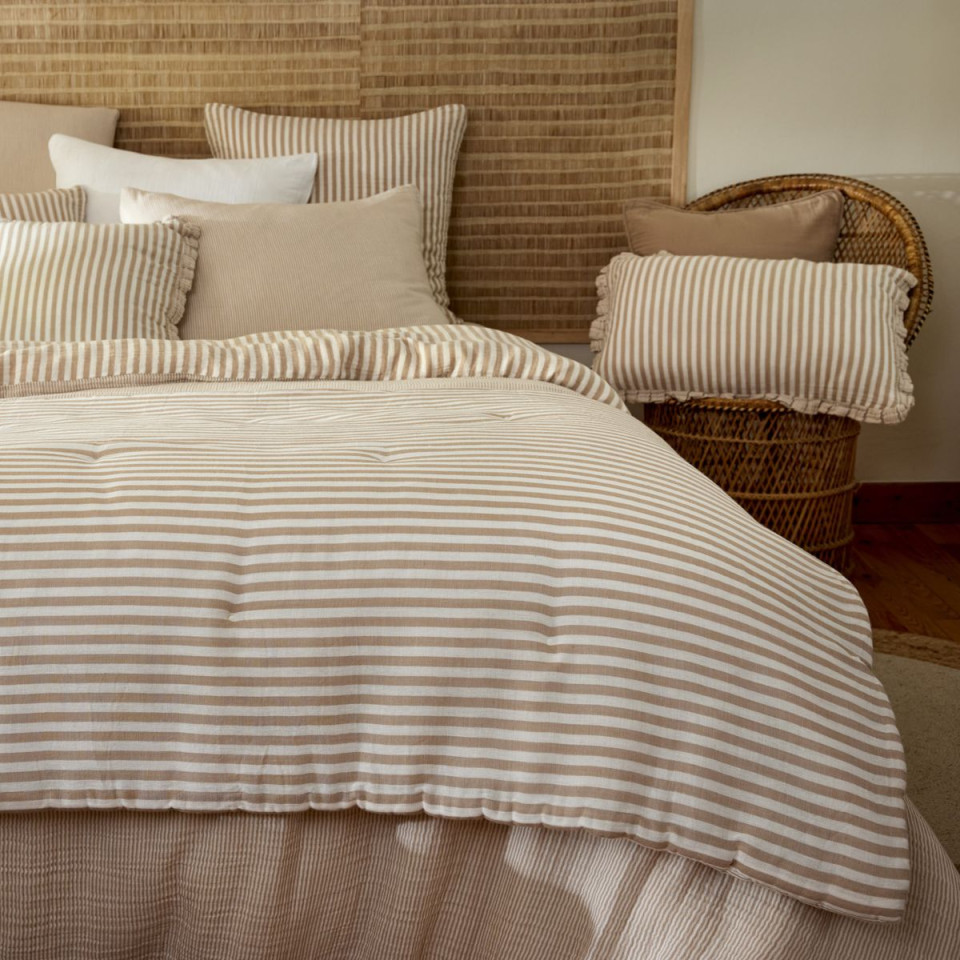 Bout de lit en Gaze de coton tissée teinte ROMIE