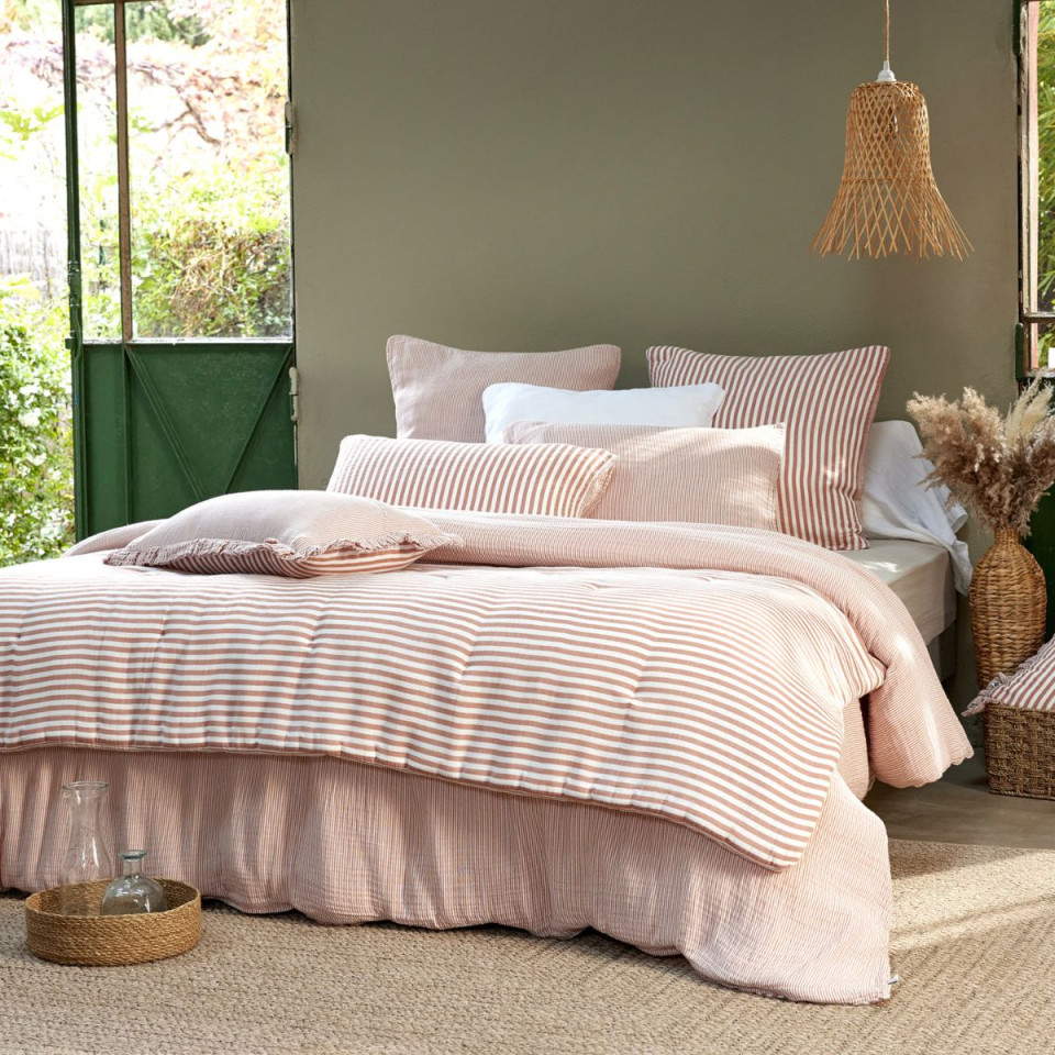 Bout de lit en Gaze de coton tissée teinte ROMIE