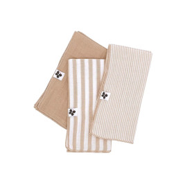 Lot de 3 Serviettes de Table Gaze de coton Rayée ROMIE
