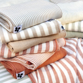 Lot de 3 Serviettes de Table Gaze de coton Rayée ROMIE