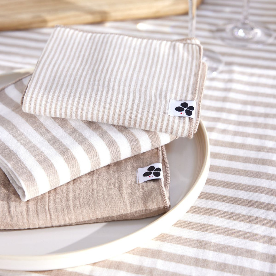 Lot de 3 Serviettes de Table Gaze de Coton ROMIE