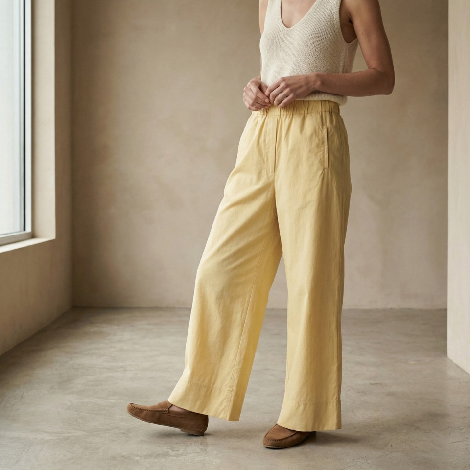 Pantalon Large Uni Taille élastique JIMMY