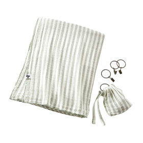 Rideau ajustable + 8 anneaux pince Gaze de coton Rayée ROMIE