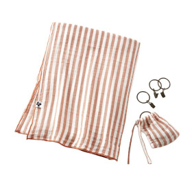 Rideau ajustable + 8 anneaux pince Gaze de coton Rayée ROMIE