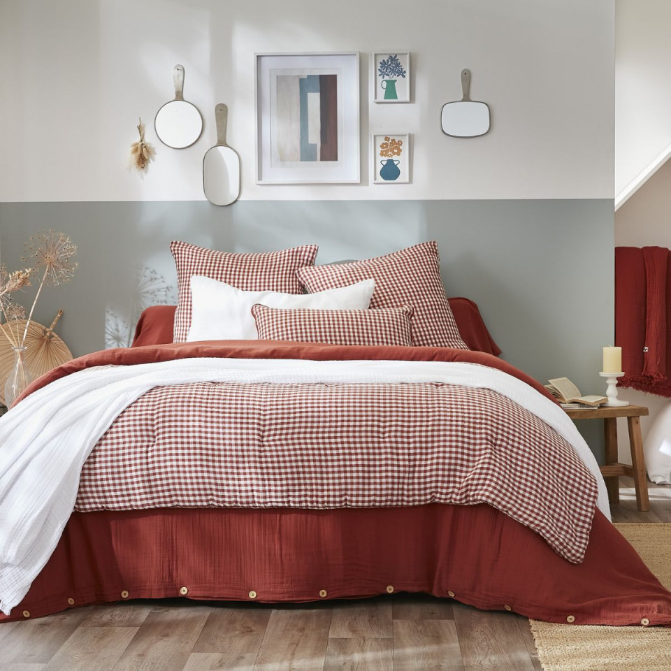 Bout de lit en Gaze de coton tissée teinte VICKIE