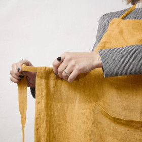 Tablier en Lin Lavé SOLINE Couleur:Miel Dimensions:70 x 85 L'Effet Papillon