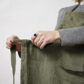 Tablier en Lin Lavé SOLINE Couleur:Thym Dimensions:70 x 85 L'Effet Papillon