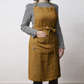 Tablier en Lin Lavé SOLINE Couleur:Caramel Dimensions:70 x 85 L'Effet Papillon