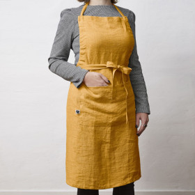 Tablier en Lin Lavé SOLINE Couleur:Miel Dimensions:70 x 85 L'Effet Papillon