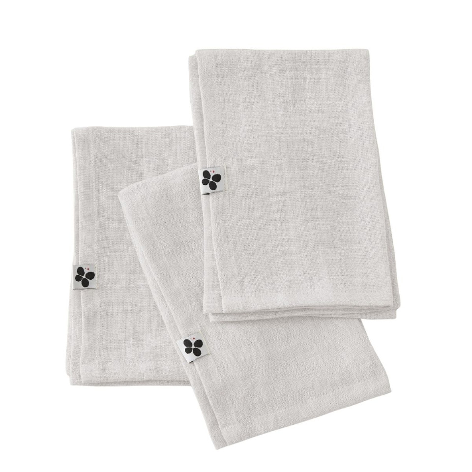 Lot de 3 Serviettes en Lin Lavé SOLINE Couleur:Craie Dimensions:40 x 40 L'Effet Papillon