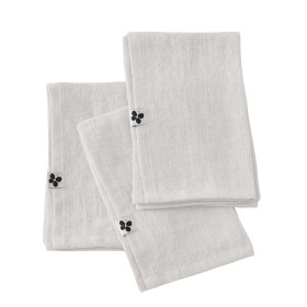 Lot de 3 Serviettes en Lin Lavé SOLINE Couleur:Craie Dimensions:40 x 40 L'Effet Papillon