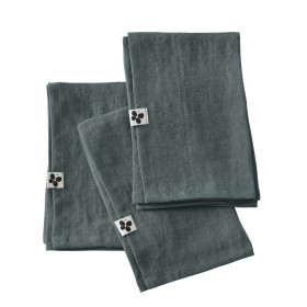 Lot de 3 Serviettes en Lin Lavé SOLINE Couleur:Ardoise Dimensions:40 x 40 L'Effet Papillon